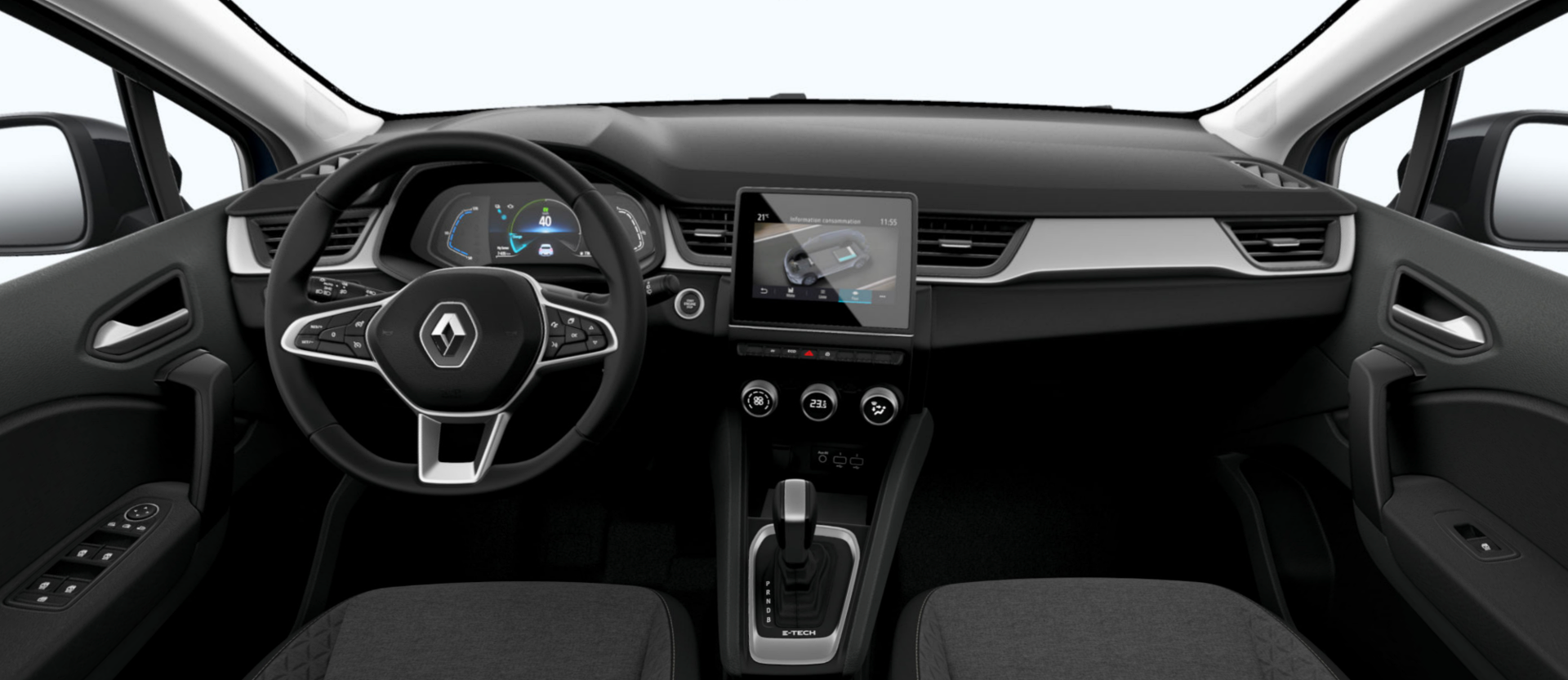 Aspecto interior del Renault Captur híbrido más asequible.