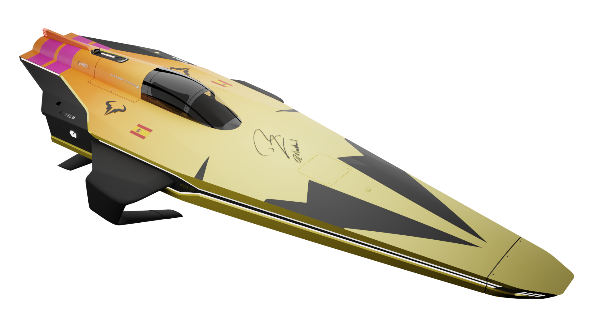 The-E1-electric-raceboat-with-a-livery-inspired-by-the-colour-scheme-of-Nadals-tennis-racket